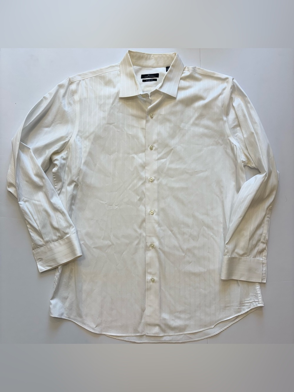 Marc Anthony Slim Fit White Stripe Dress Shirt 17.5